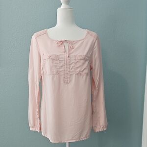 Eddie Bauer Light Pink Blouse with Tie-Front